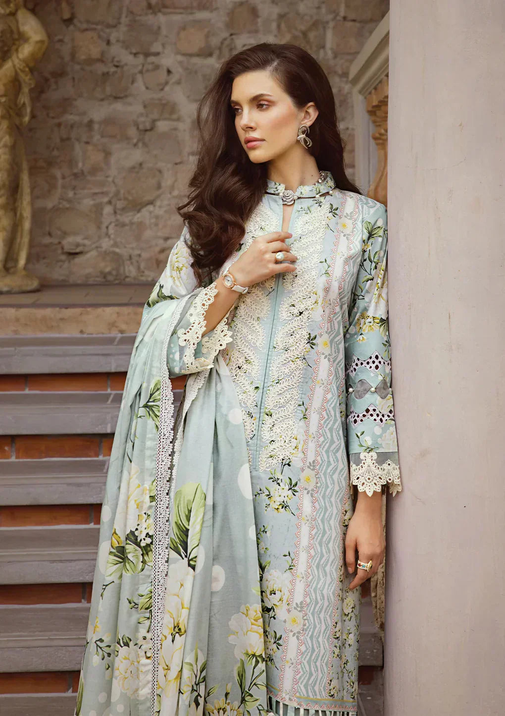 Elaf Premium | Print Chikankari 24 | ECT-05A WATERLILLY - Ladies Clothes - Maria Faisal