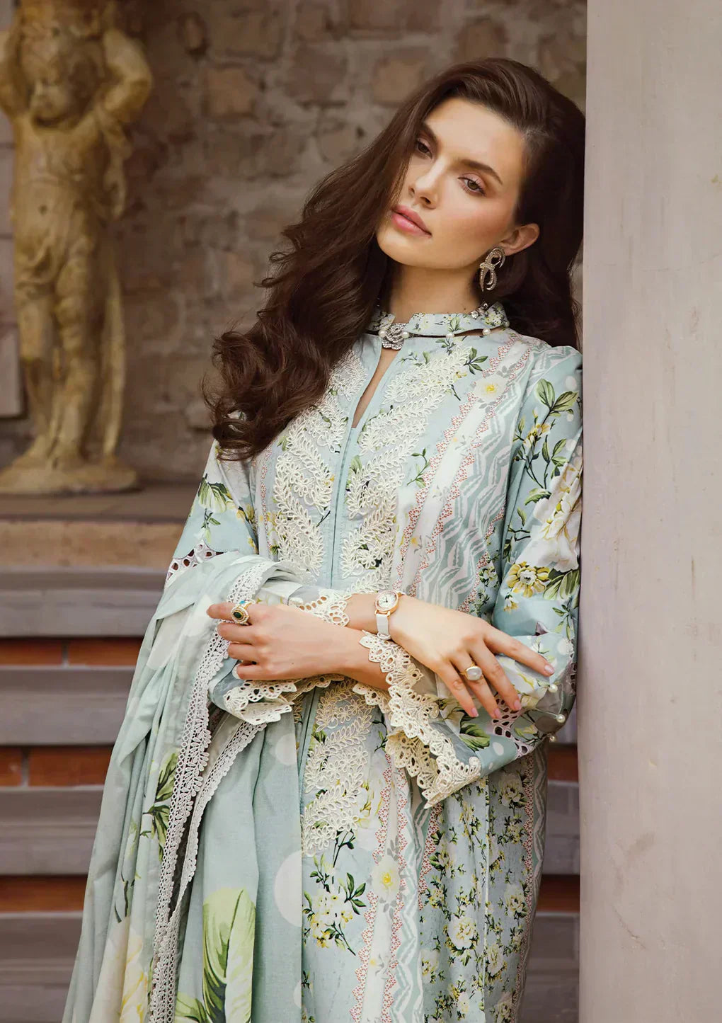 Elaf Premium | Print Chikankari 24 | ECT-05A WATERLILLY - Ladies Clothes - Maria Faisal