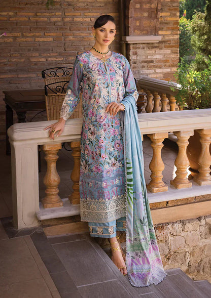 Elaf Premium | Print Chikankari 24 | ECT-03A OCEAN BLUE - Ladies Clothes - Maria Faisal