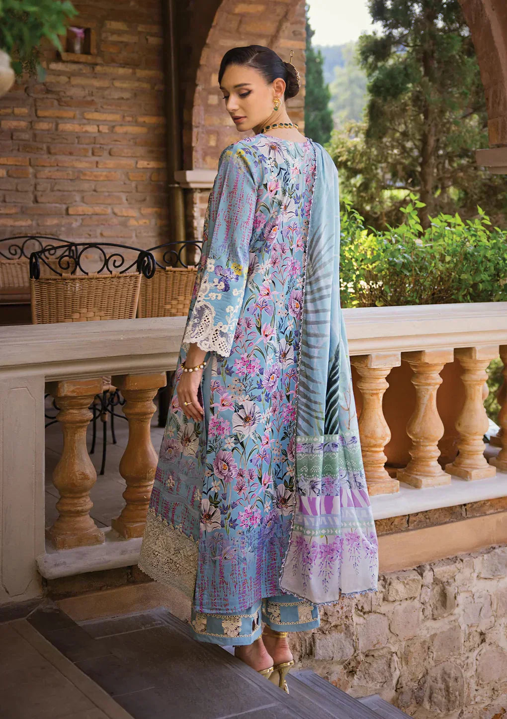Elaf Premium | Print Chikankari 24 | ECT-03A OCEAN BLUE - Ladies Clothes - Maria Faisal