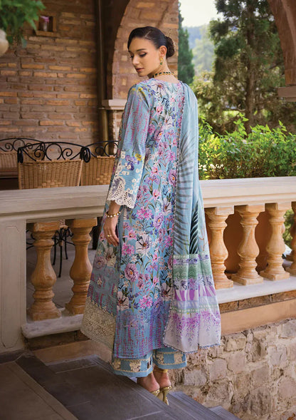 Elaf Premium | Print Chikankari 24 | ECT-03A OCEAN BLUE - Ladies Clothes - Maria Faisal