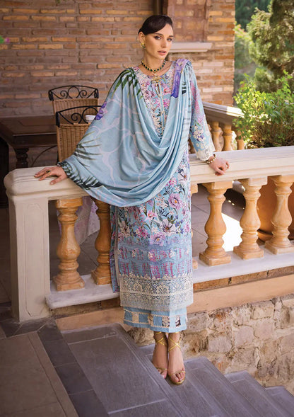 Elaf Premium | Print Chikankari 24 | ECT-03A OCEAN BLUE - Ladies Clothes - Maria Faisal