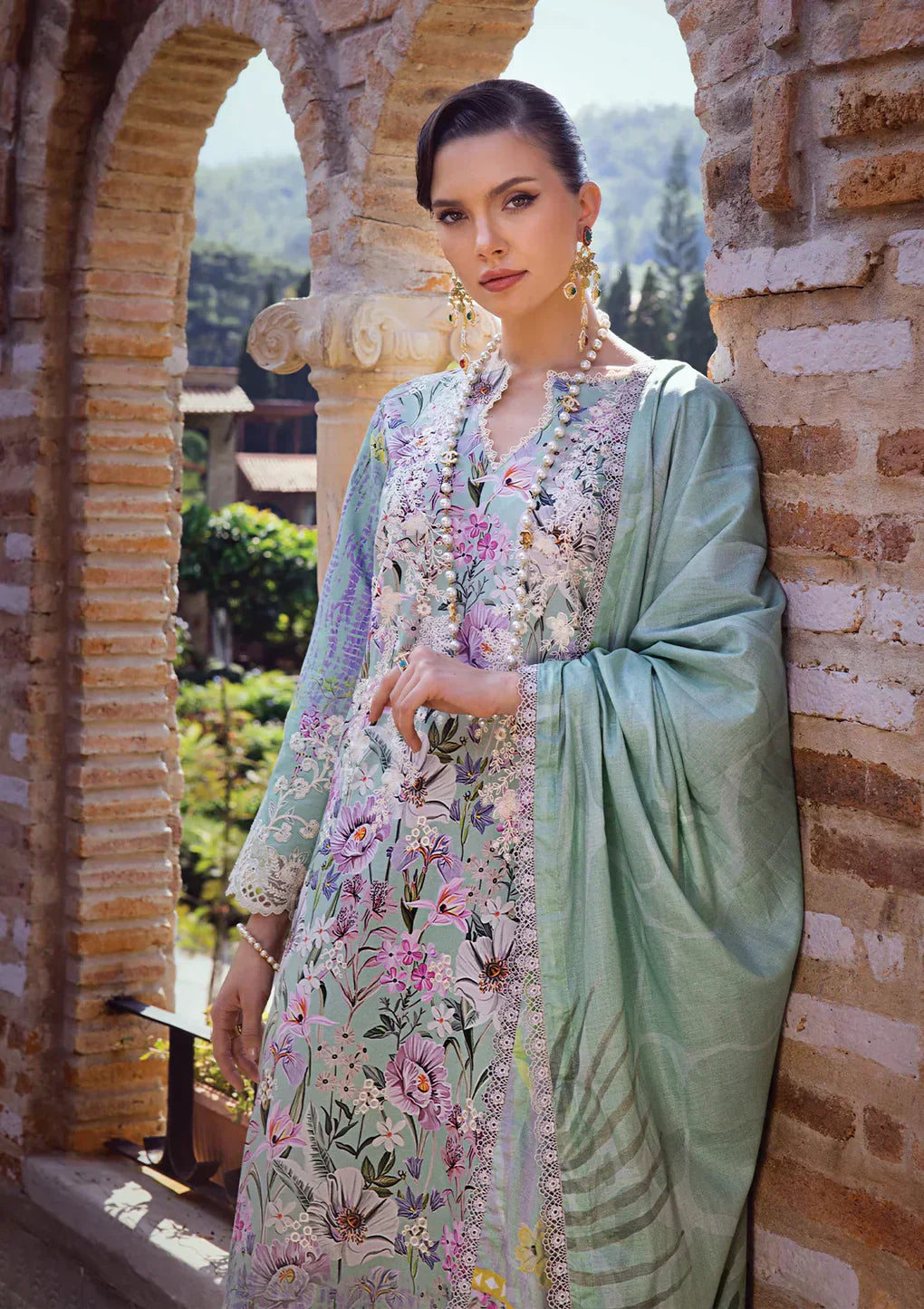 Elaf Premium | Print Chikankari 24 | ECT-03B OAK MIST - Ladies Clothes - Maria Faisal