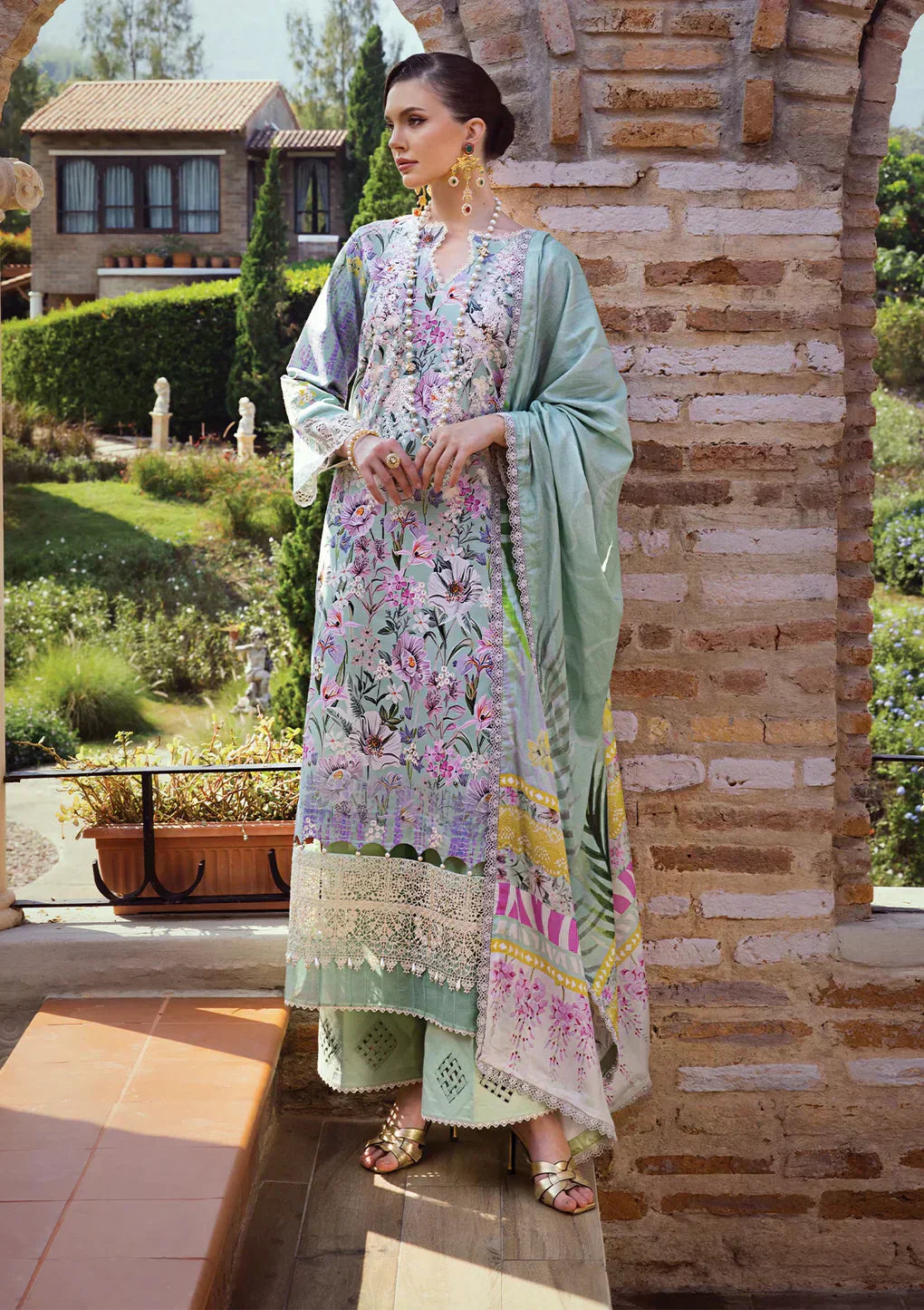 Elaf Premium | Print Chikankari 24 | ECT-03B OAK MIST - Ladies Clothes - Maria Faisal