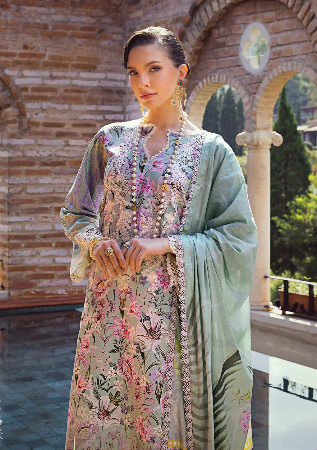 Elaf Premium | Print Chikankari 24 | ECT-03B OAK MIST - Ladies Clothes - Maria Faisal