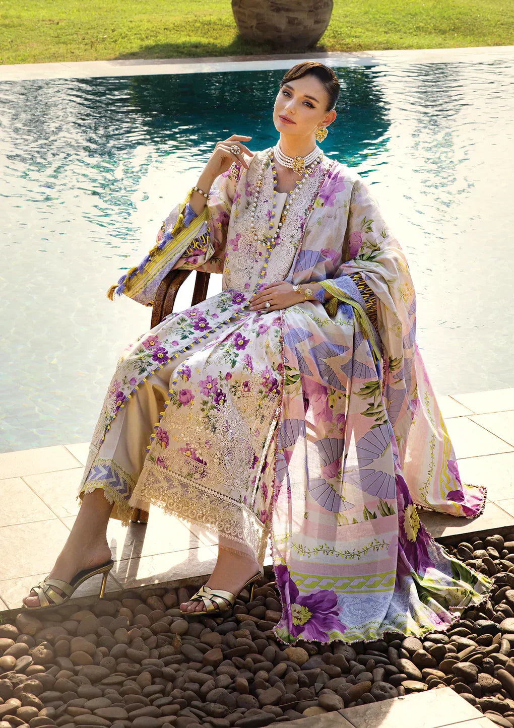 Elaf Premium | Print Chikankari 24 | ECT-06A RIVERDALE - Ladies Clothes - Maria Faisal