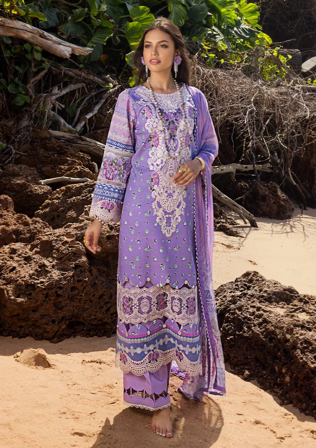 Elaf Premium | Signature Embroidered Lawn 24 | ESL-04A MADEMOISELLE - Ladies Clothes - Maria Faisal