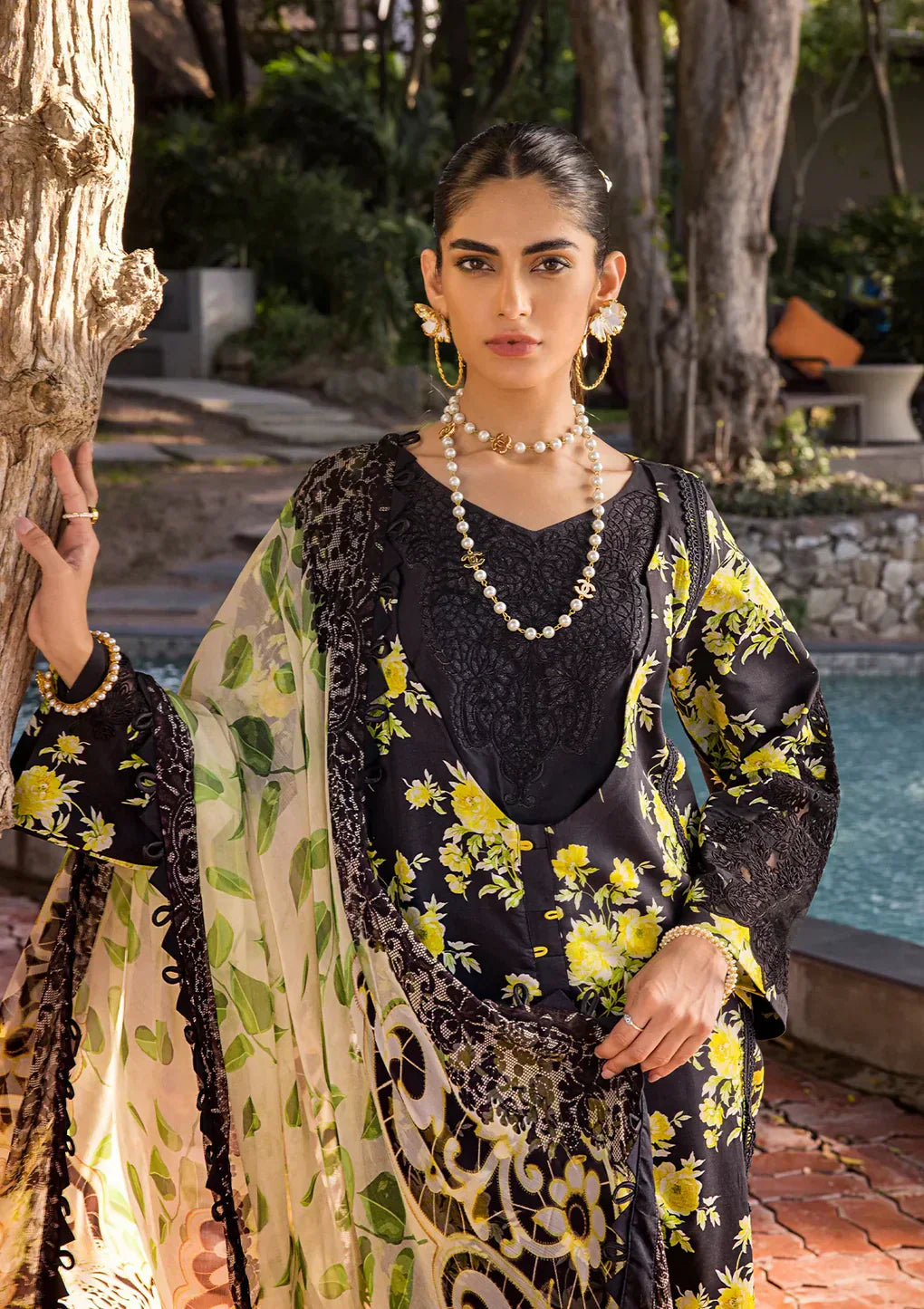 Elaf Premium | Signature Embroidered Lawn 24 | ESL-06A ECLIPSED DREAM - Ladies Clothes - Maria Faisal