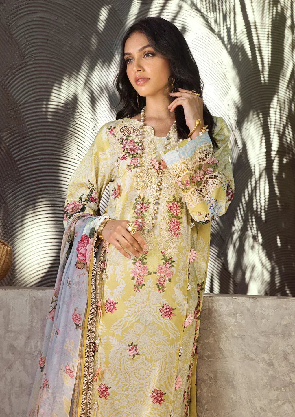 Elaf Premium | Signature Embroidered Lawn 24 | ESL-02A PIXIE DUST - Ladies Clothes - Maria Faisal