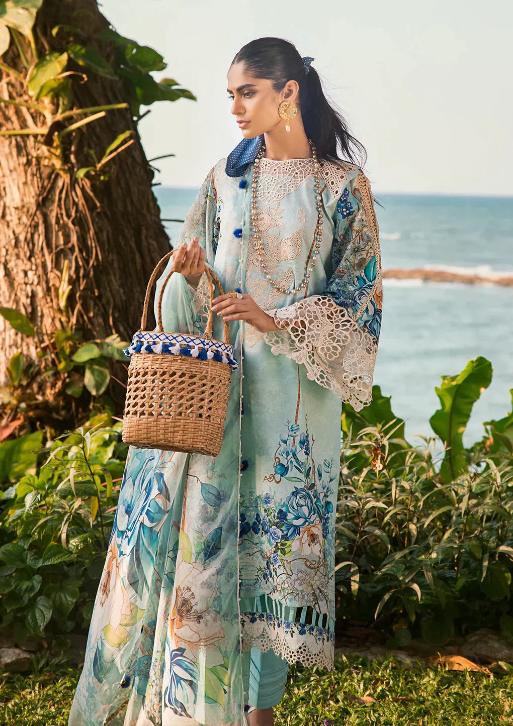 Elaf Premium | Signature Embroidered Lawn 24 | ESL-07B HEAVEN'S MIST - Ladies Clothes - Maria Faisal