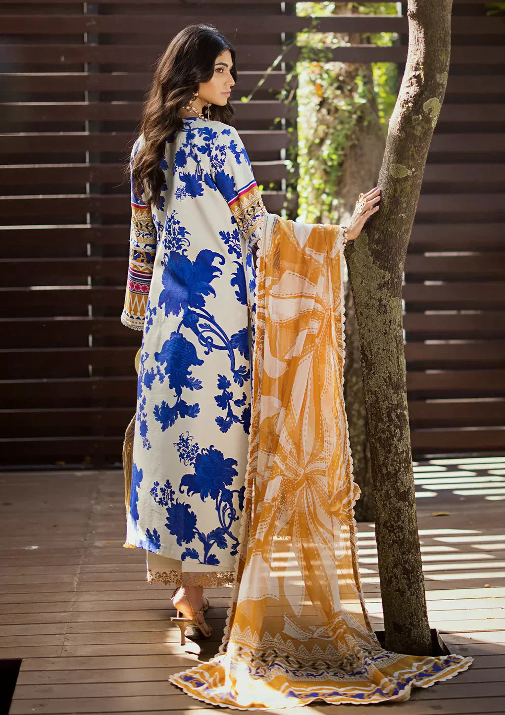 Elaf Premium | Signature Embroidered Lawn 24 | ESL-01A OPRAH - Ladies Clothes - Maria Faisal