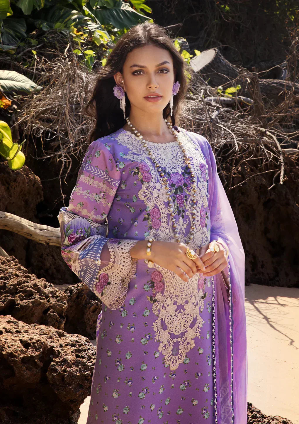 Elaf Premium | Signature Embroidered Lawn 24 | ESL-04A MADEMOISELLE - Ladies Clothes - Maria Faisal