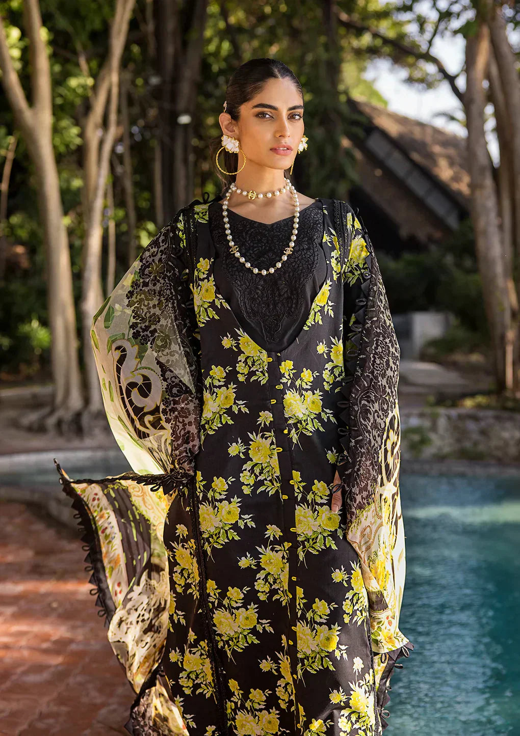 Elaf Premium | Signature Embroidered Lawn 24 | ESL-06A ECLIPSED DREAM - Ladies Clothes - Maria Faisal