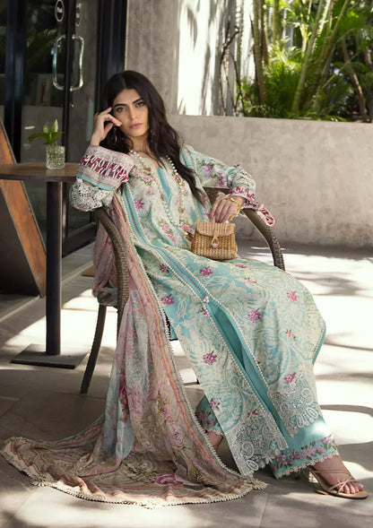 Elaf Premium | Signature Embroidered Lawn 24 | ESL-02B PEARLY ESSENCE - Ladies Clothes - Maria Faisal