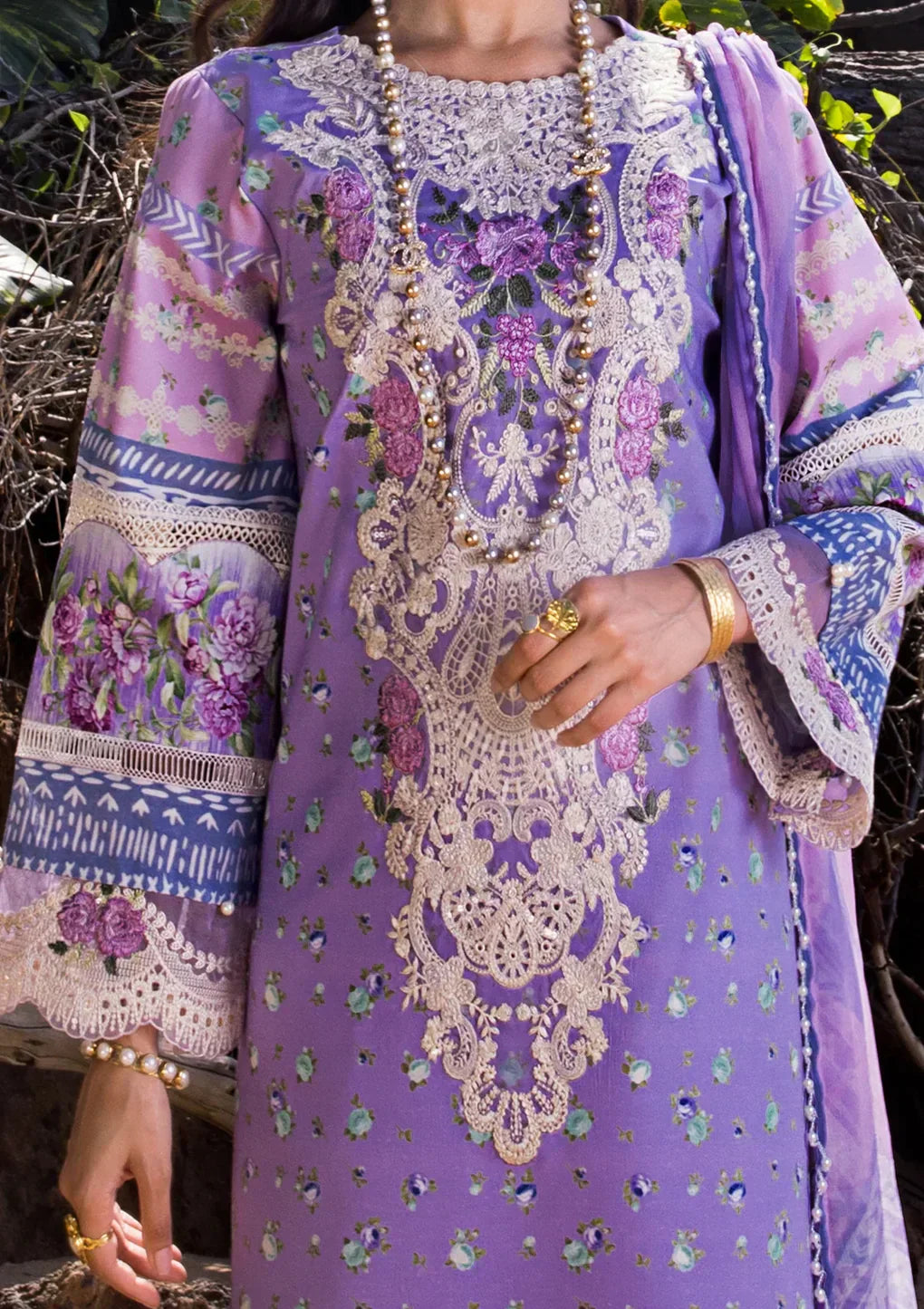 Elaf Premium | Signature Embroidered Lawn 24 | ESL-04A MADEMOISELLE - Ladies Clothes - Maria Faisal