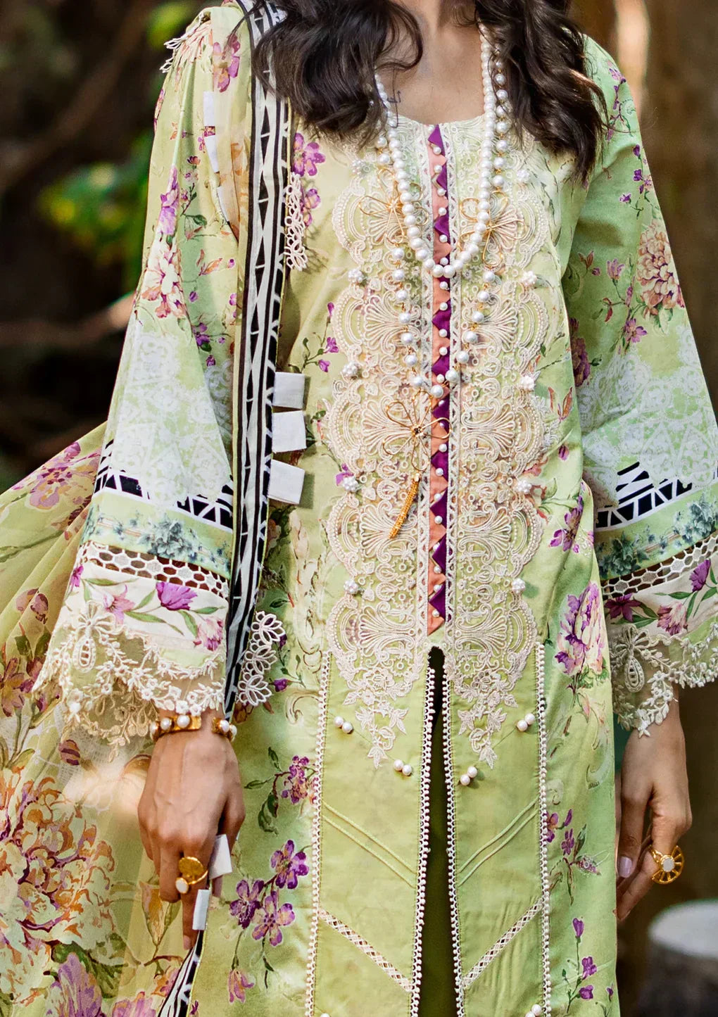Elaf Premium | Signature Embroidered Lawn 24 | ESL-03B CLARISSE - Ladies Clothes - Maria Faisal