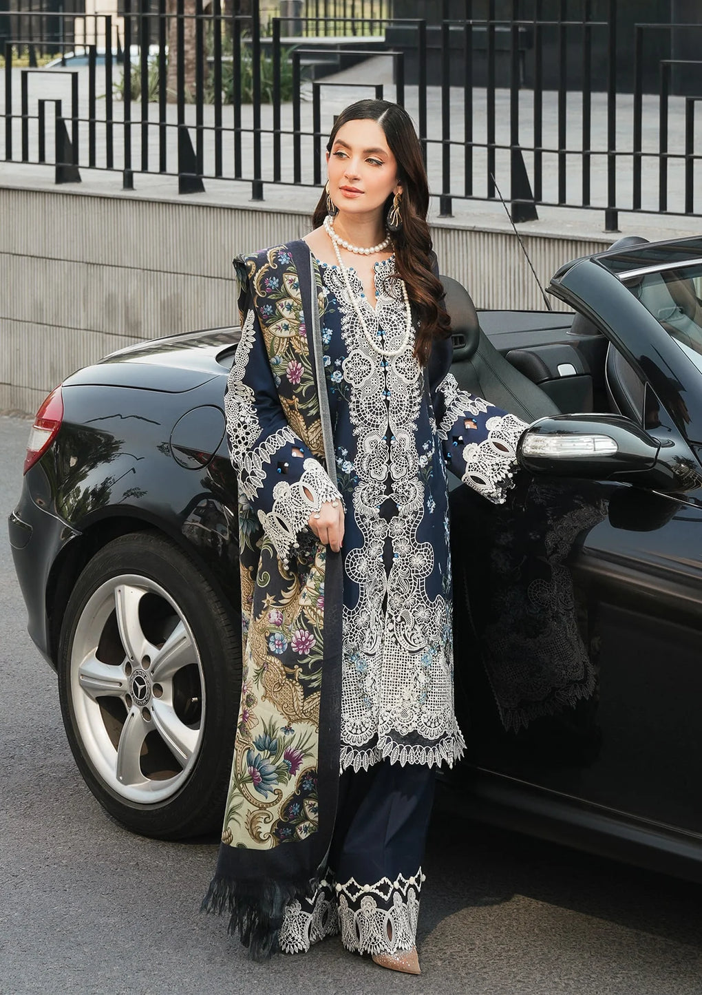 Elaf Premium | Winter Pashmina Shawl Collection | EPW-3B Dreamy Embrace - Designer Dress with Intricate embroidery and embellishments. Shop elegent wedding dress at Maria Faisal.