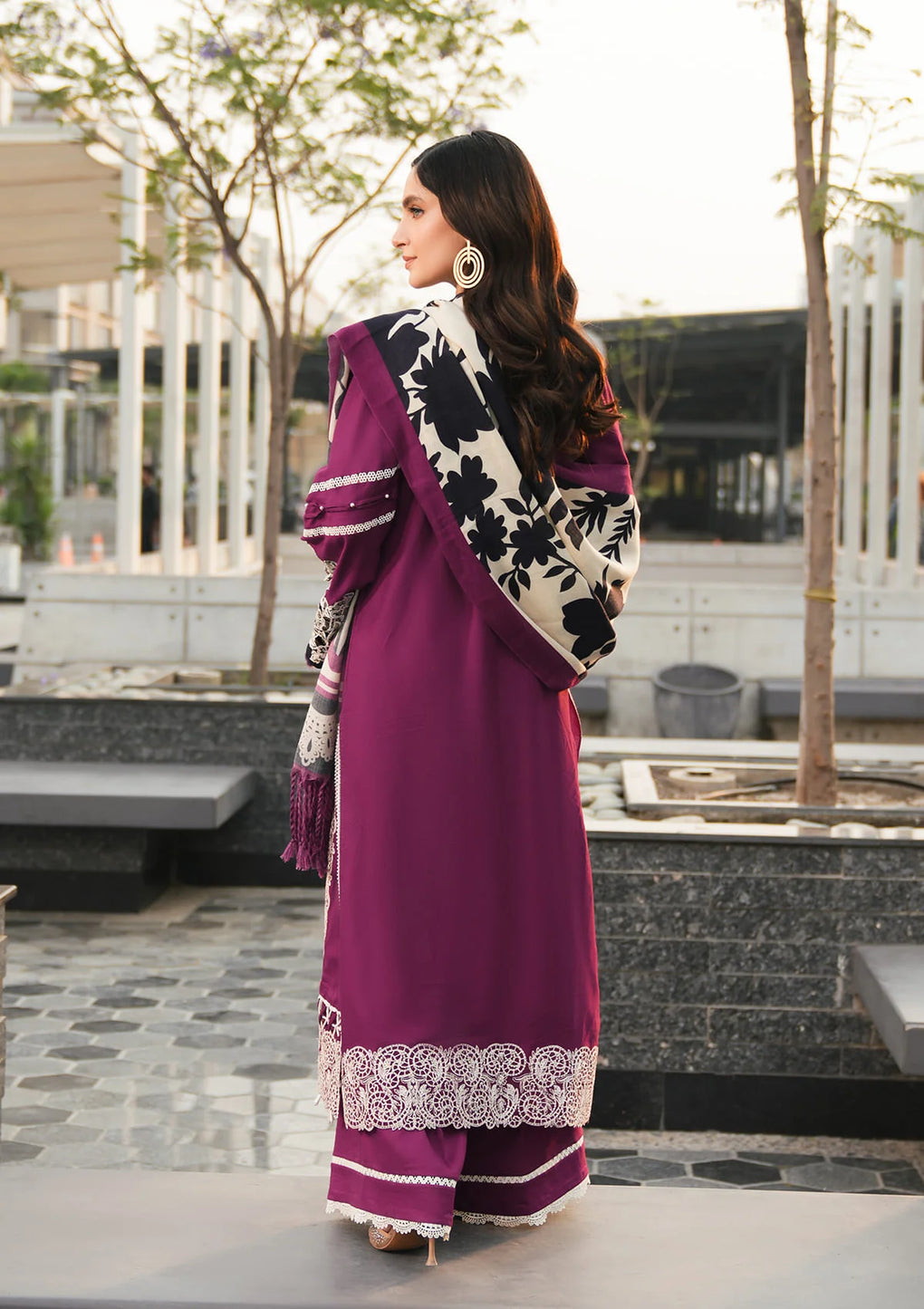 Elaf Premium | Winter Pashmina Shawl Collection | EPW-1A Infinite Love - Designer Dress with Intricate embroidery and embellishments. Shop elegent wedding dress at Maria Faisal.
