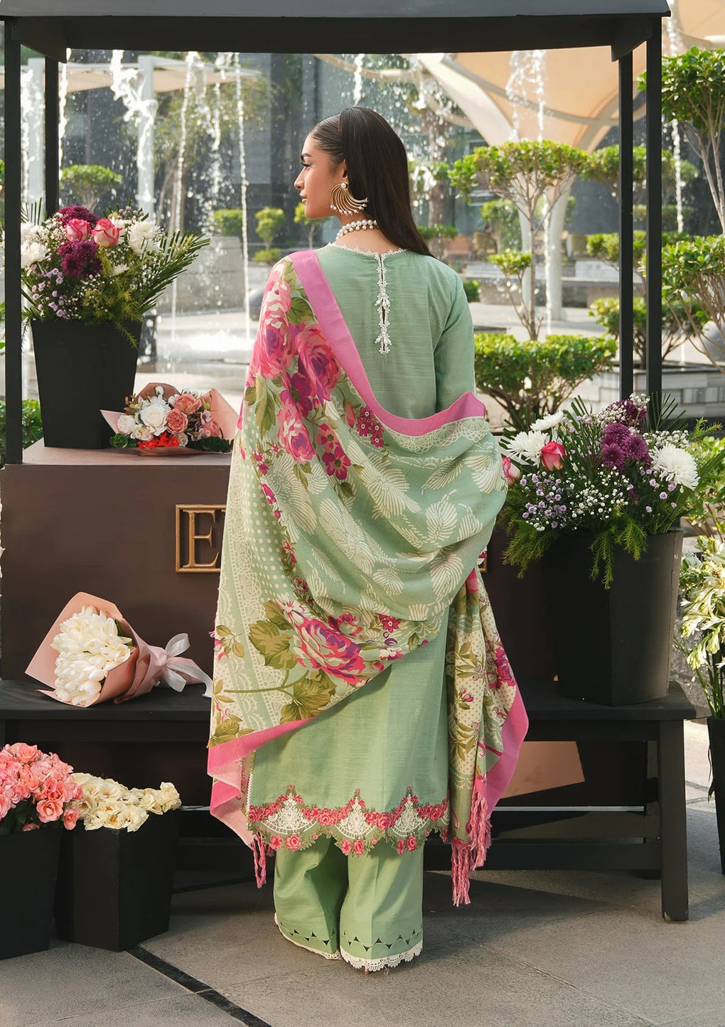 Elaf Premium | Winter Pashmina Shawl Collection | EPW-7A Passionate Dance - Designer Dress with Intricate embroidery and embellishments. Shop elegent wedding dress at Maria Faisal.