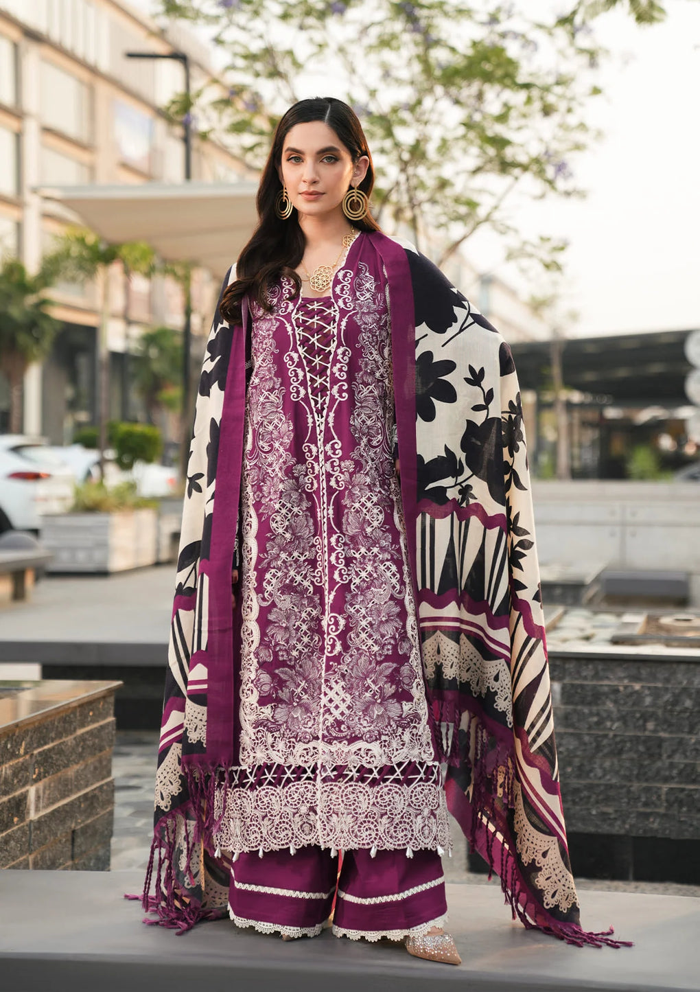 Elaf Premium | Winter Pashmina Shawl Collection | EPW-1A Infinite Love - Designer Dress with Intricate embroidery and embellishments. Shop elegent wedding dress at Maria Faisal.