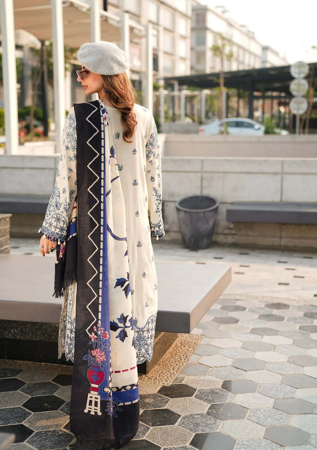 Elaf Premium | Winter Pashmina Shawl Collection | EPW-5B Cherished Memories - Designer Dress with Intricate embroidery and embellishments. Shop elegent wedding dress at Maria Faisal.