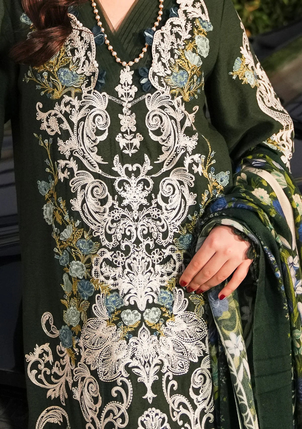 Elaf Premium | Winter Pashmina Shawl Collection | EPW-6A Endless Devotion - Designer Dress with Intricate embroidery and embellishments. Shop elegent wedding dress at Maria Faisal.