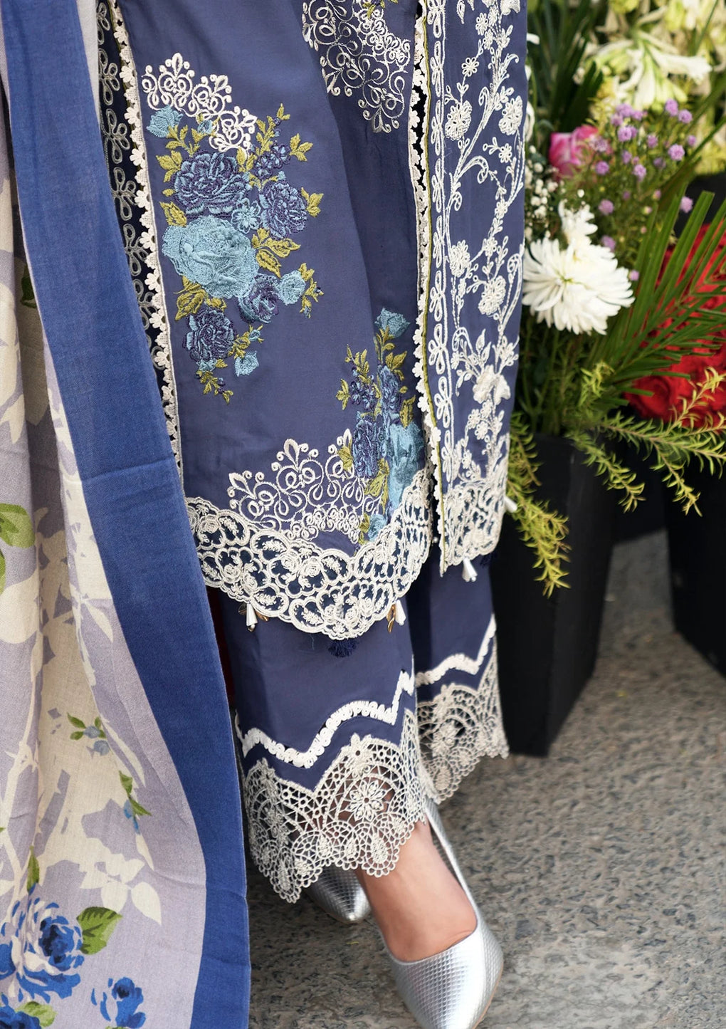 Elaf Premium | Winter Pashmina Shawl Collection | EPW-4A Secret Serenade - Designer Dress with Intricate embroidery and embellishments. Shop elegent wedding dress at Maria Faisal.