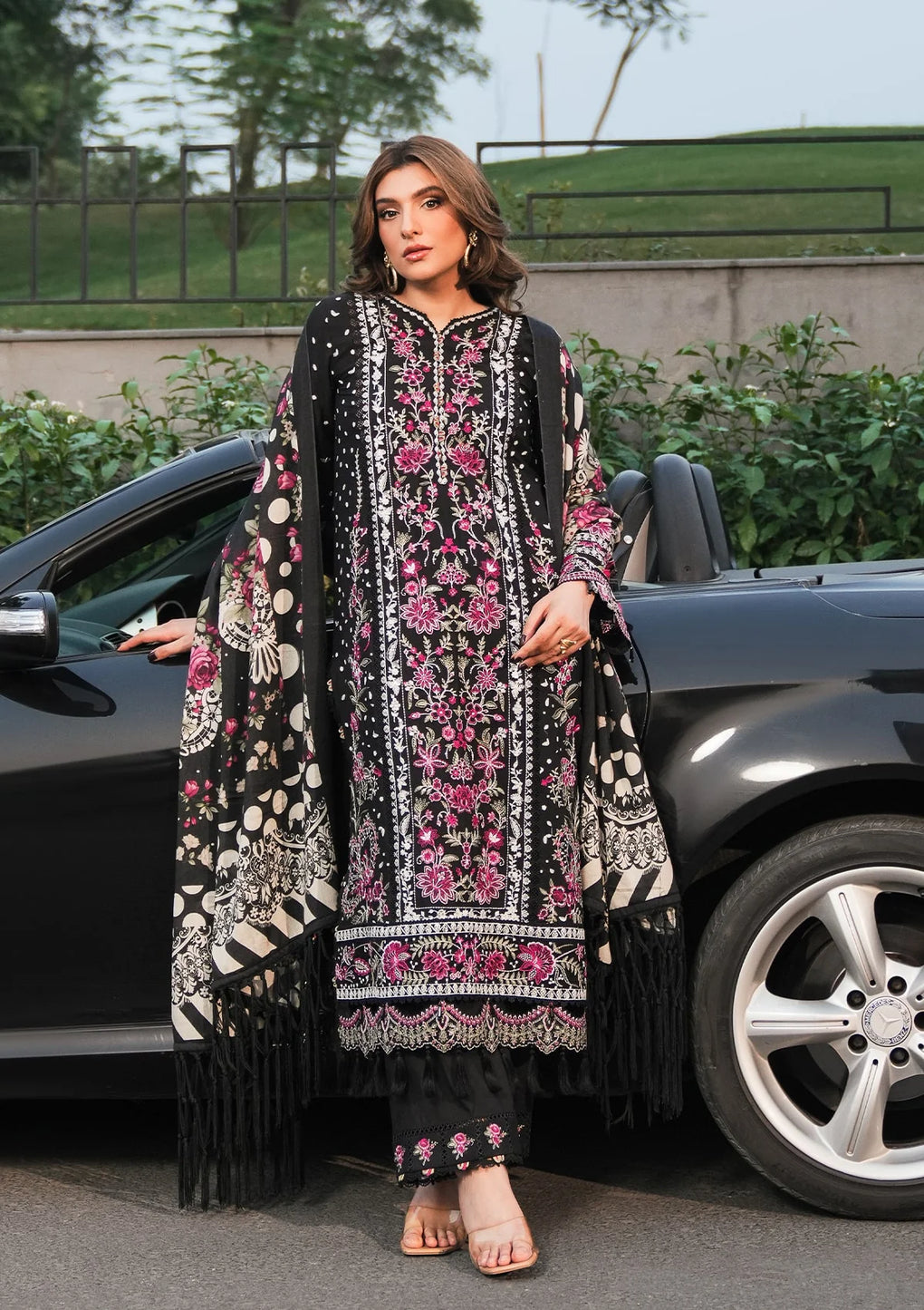Elaf Premium | Winter Pashmina Shawl Collection | EPW-8B Boundless Dreams - Designer Dress with Intricate embroidery and embellishments. Shop elegent wedding dress at Maria Faisal.