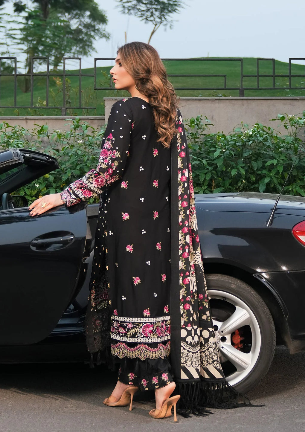 Elaf Premium | Winter Pashmina Shawl Collection | EPW-8B Boundless Dreams - Designer Dress with Intricate embroidery and embellishments. Shop elegent wedding dress at Maria Faisal.
