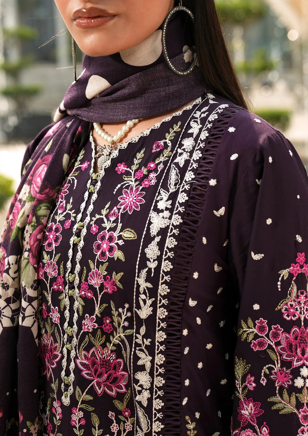 Elaf Premium | Winter Pashmina Shawl Collection | EPW-8B Boundless Dreams - Designer Dress with Intricate embroidery and embellishments. Shop elegent wedding dress at Maria Faisal.