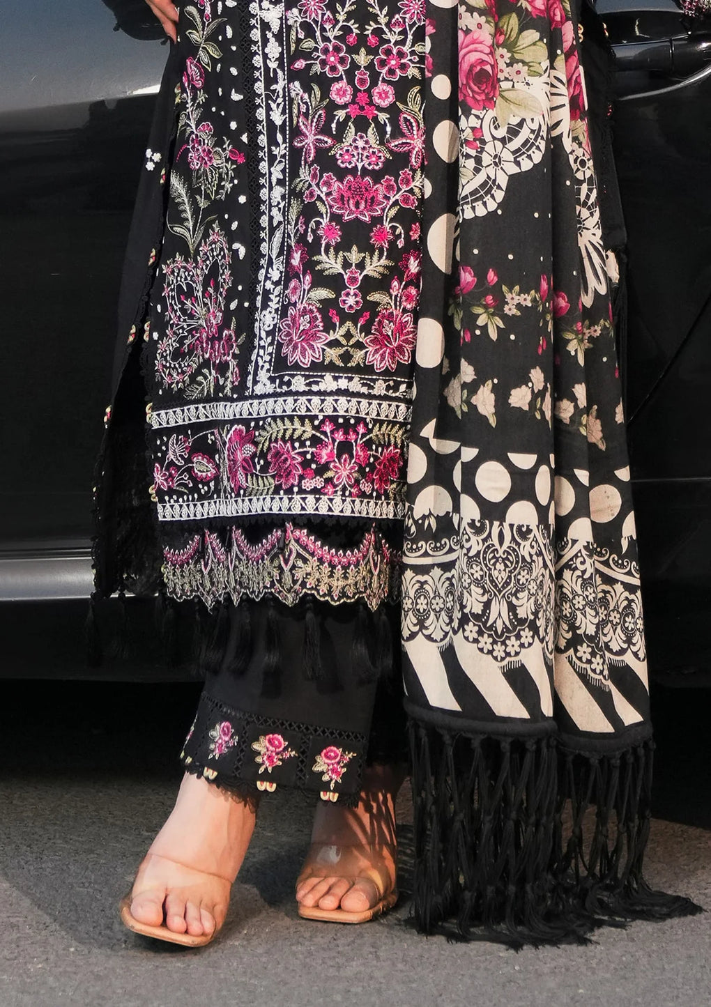 Elaf Premium | Winter Pashmina Shawl Collection | EPW-8B Boundless Dreams - Designer Dress with Intricate embroidery and embellishments. Shop elegent wedding dress at Maria Faisal.