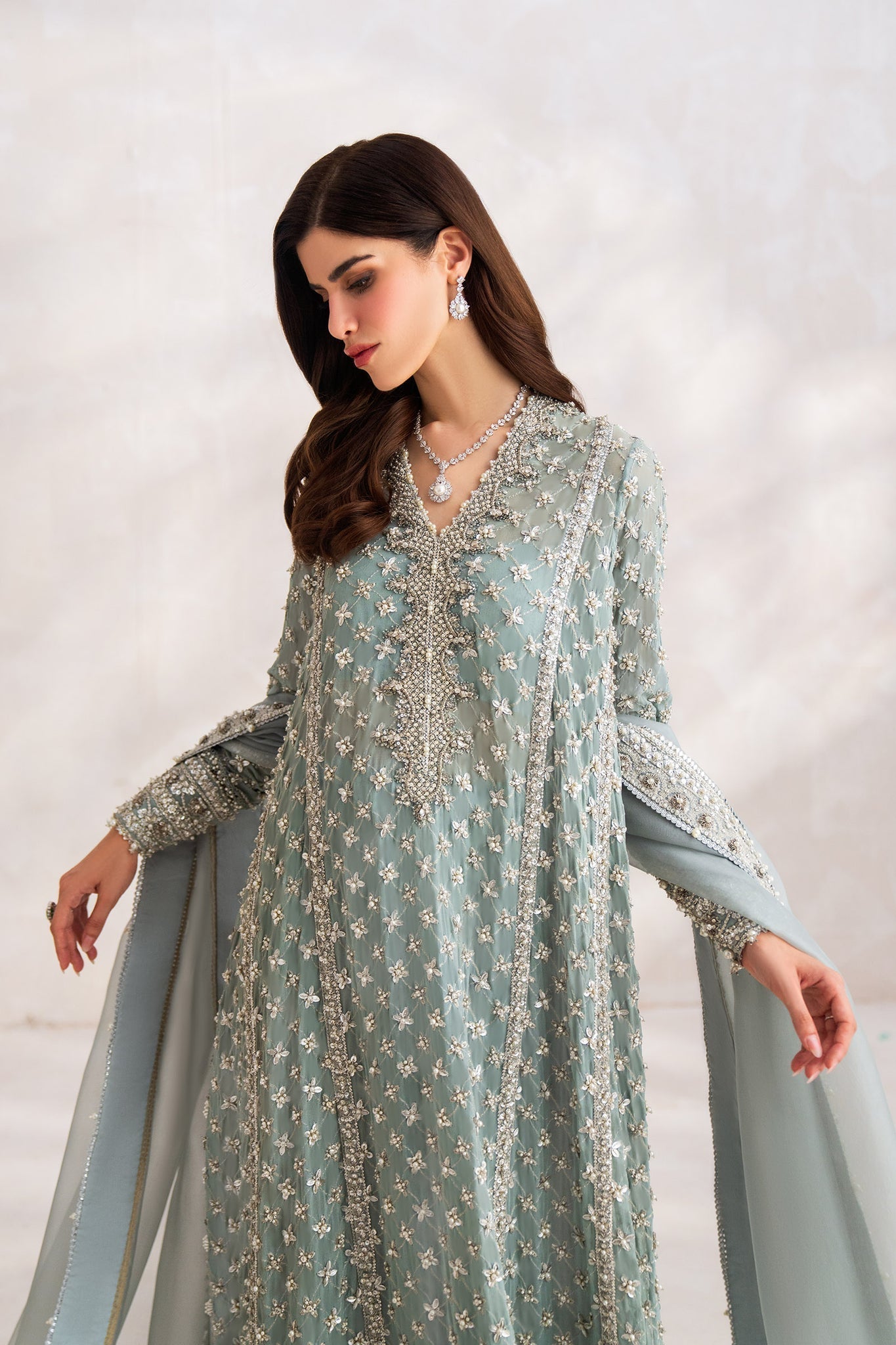 Elan | Elitarie Wedding Formals | CÃLESTINE (EP-21214) - Designer Dress with Intricate embroidery and embellishments. Shop elegent wedding dress at Maria Faisal.