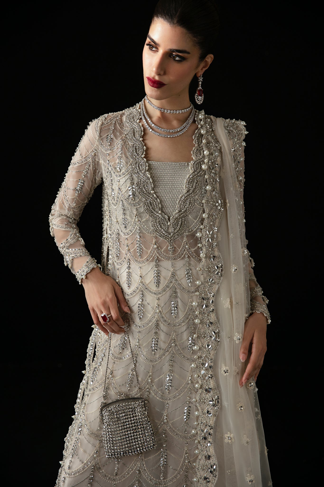 Elan | Pret Crepusule | LUMIÃRE DE NEIG (EP-21302) - Designer Dress with Intricate embroidery and embellishments. Shop elegent wedding dress at Maria Faisal.