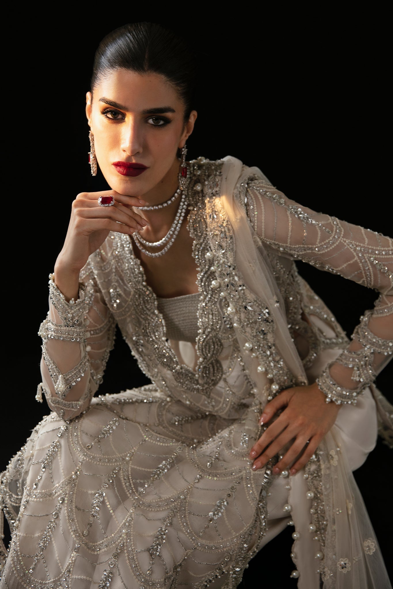 Elan | Pret Crepusule | LUMIÃRE DE NEIG (EP-21302) - Designer Dress with Intricate embroidery and embellishments. Shop elegent wedding dress at Maria Faisal.