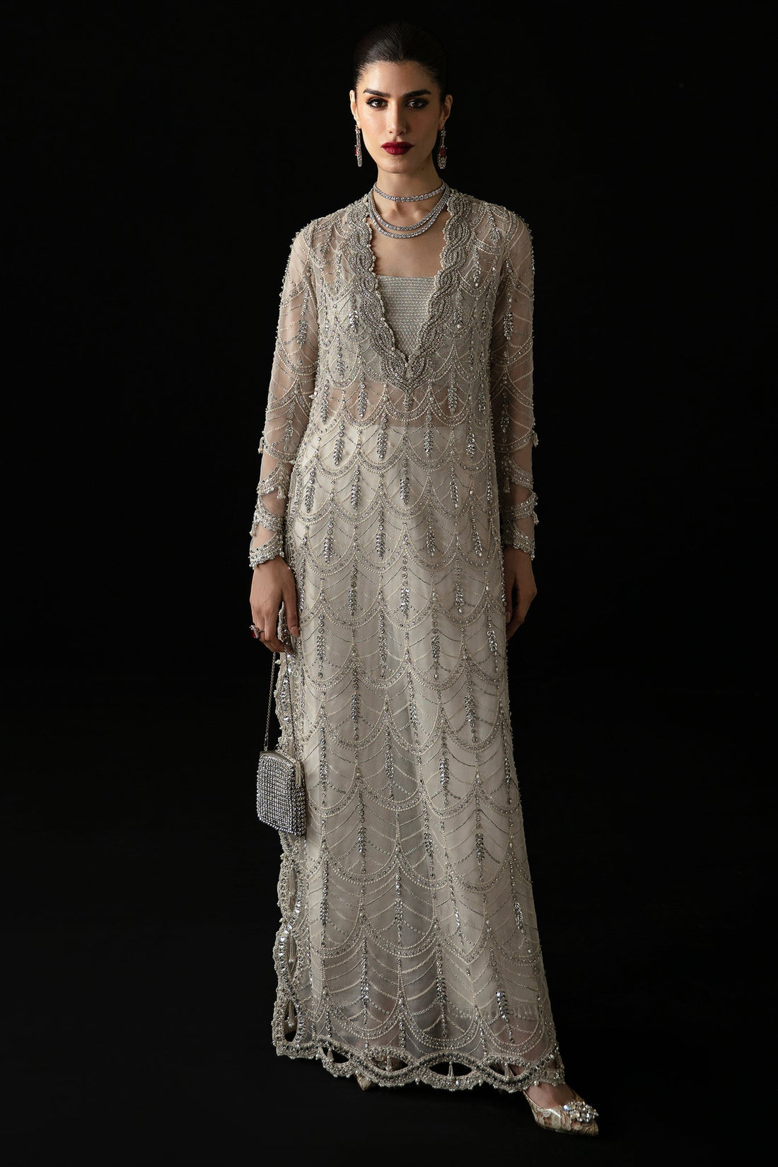Elan | Pret Crepusule | LUMIÃRE DE NEIG (EP-21302) - Designer Dress with Intricate embroidery and embellishments. Shop elegent wedding dress at Maria Faisal.
