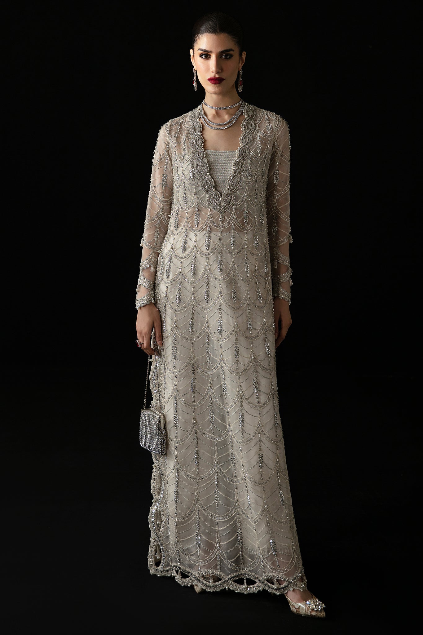 Elan | Pret Crepusule | LUMIÃRE DE NEIG (EP-21302) - Designer Dress with Intricate embroidery and embellishments. Shop elegent wedding dress at Maria Faisal.