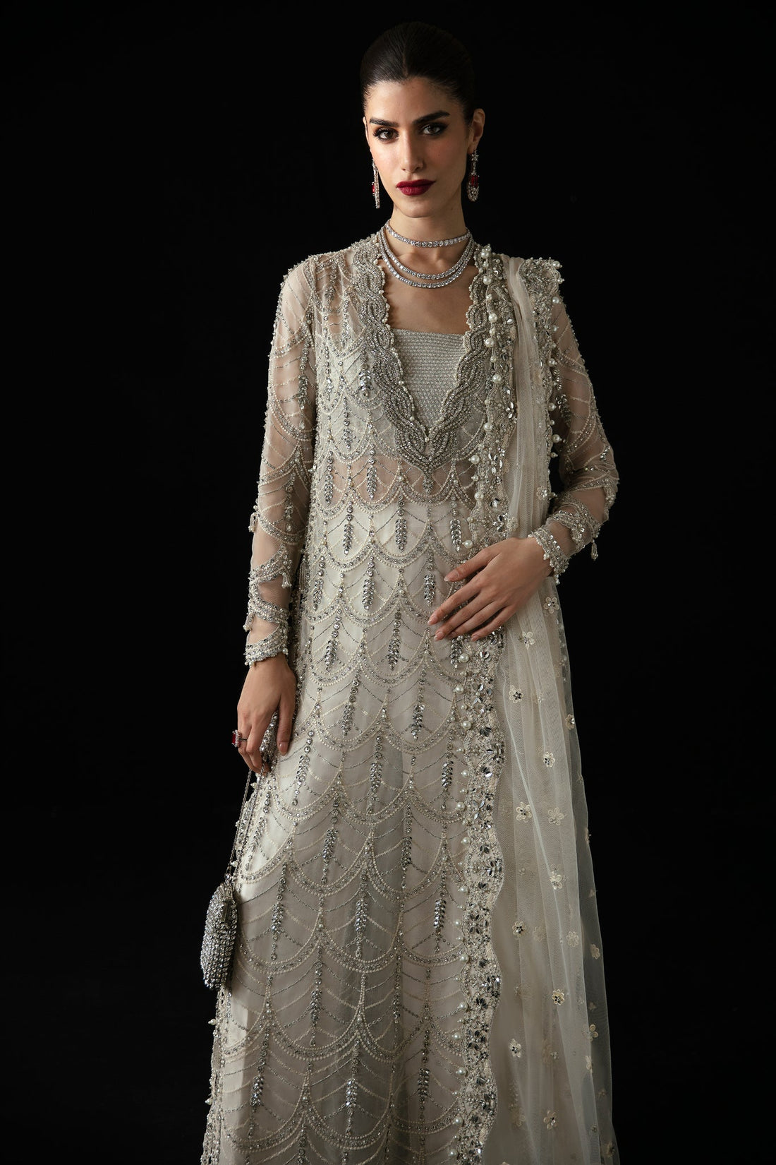 Elan | Pret Crepusule | LUMIÃRE DE NEIG (EP-21302) - Designer Dress with Intricate embroidery and embellishments. Shop elegent wedding dress at Maria Faisal.