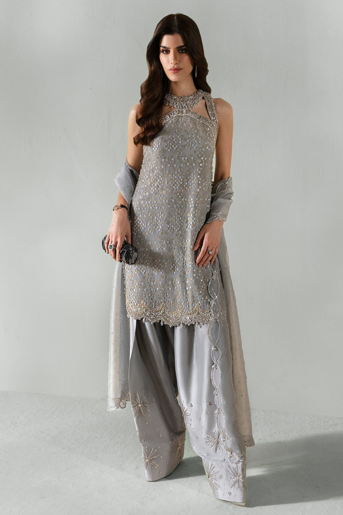 Elan | Pret Crepusule | ÃCLAT DE GLACE (EP-21307) - Designer Dress with Intricate embroidery and embellishments. Shop elegent wedding dress at Maria Faisal.