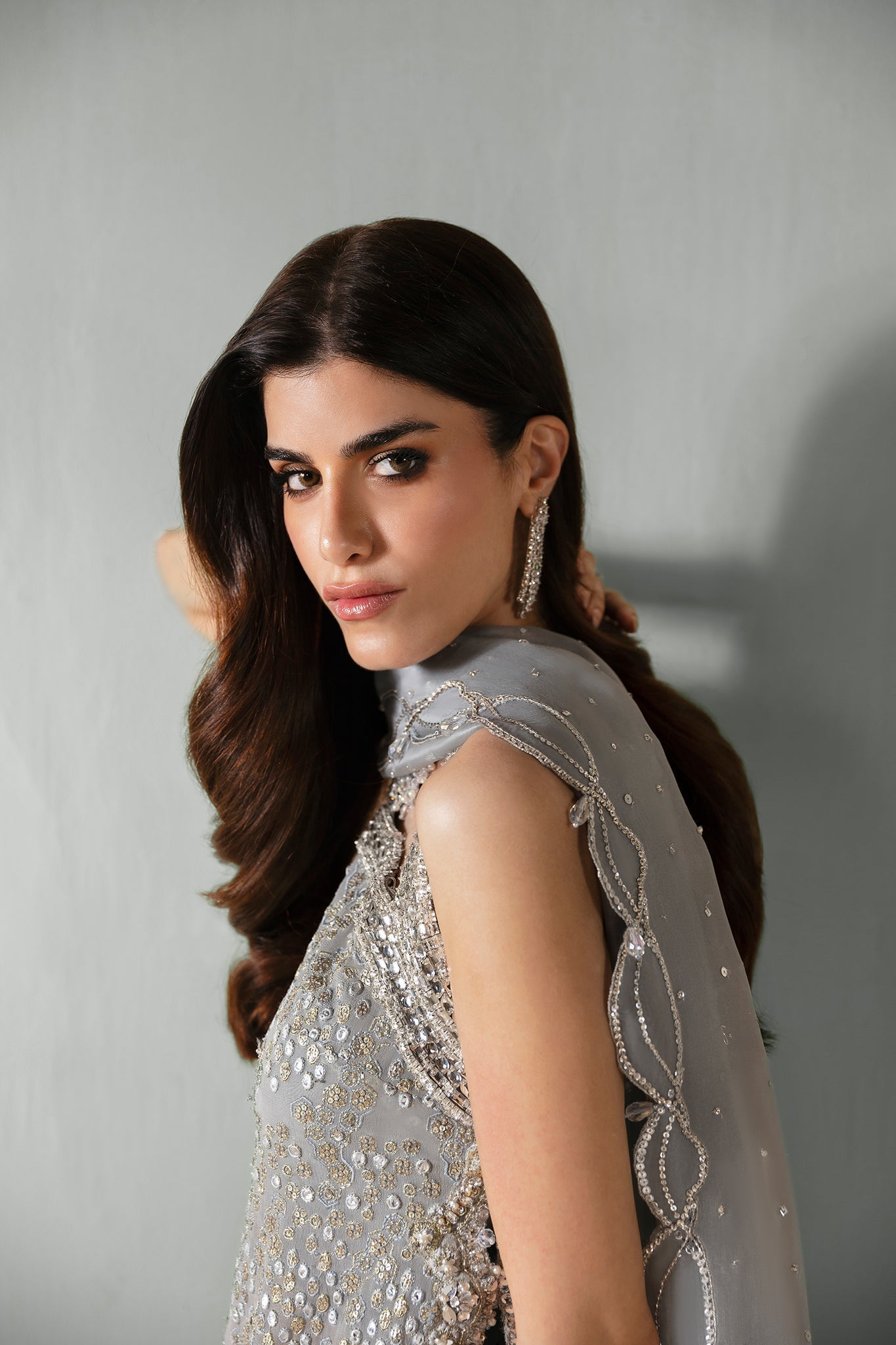 Elan | Pret Crepusule | ÃCLAT DE GLACE (EP-21307) - Designer Dress with Intricate embroidery and embellishments. Shop elegent wedding dress at Maria Faisal.