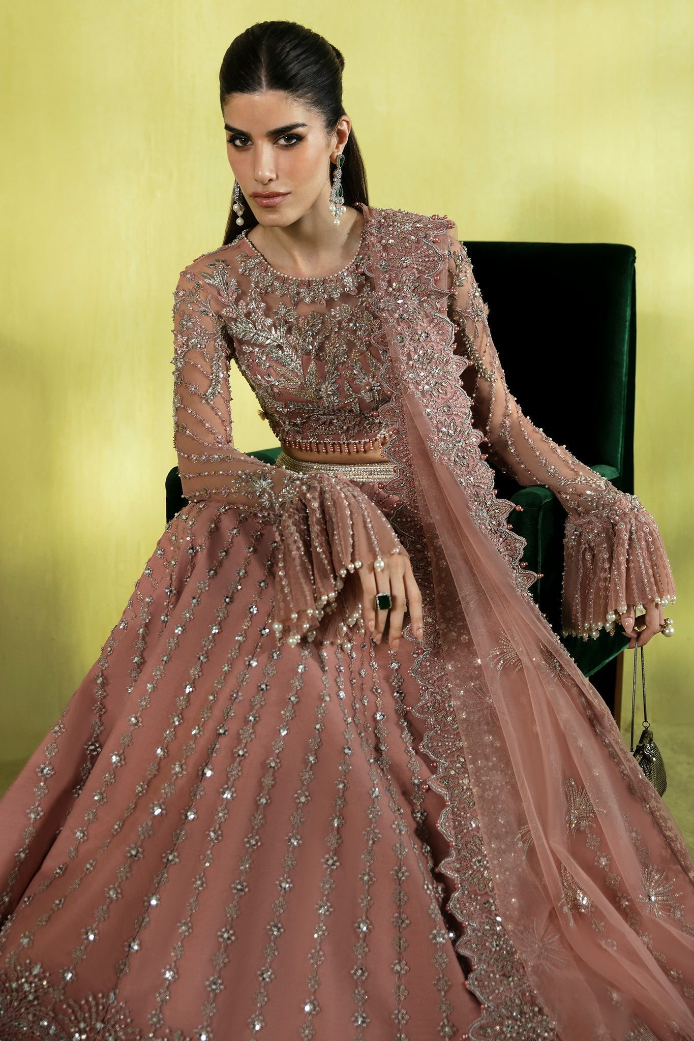 Elan | Pret Crepusule |  ÃTINCELLE DE ROSE (EP-21310) - Designer Dress with Intricate embroidery and embellishments. Shop elegent wedding dress at Maria Faisal.