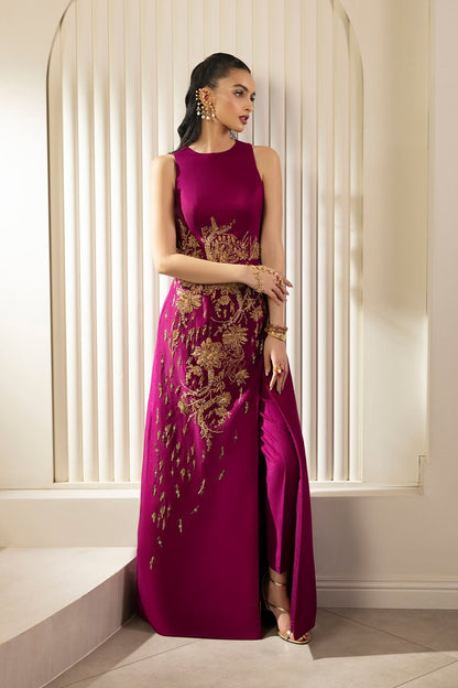 Erum Khan | Elan Formals |Mulberry Gold - Formal Dress - available at Maria Faisal in UK and USA.