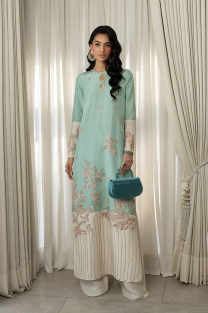 Erum Khan | Elan Formals | Mint Bloom - Formal Dress - available at Maria Faisal in UK and USA.