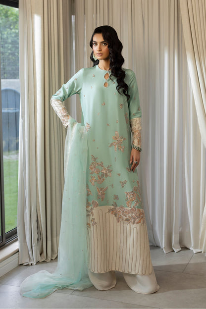 Erum Khan | Elan Formals | Mint Bloom - Formal Dress - available at Maria Faisal in UK and USA.