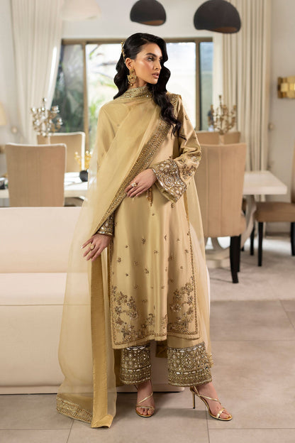 Erum Khan | Elan Formals | Desert Gold - Formal Dress - available at Maria Faisal in UK and USA.