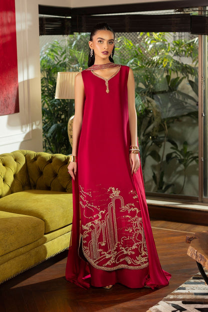 Erum Khan | Elan Formals |Crimson Reverie - Formal Dress - available at Maria Faisal in UK and USA.