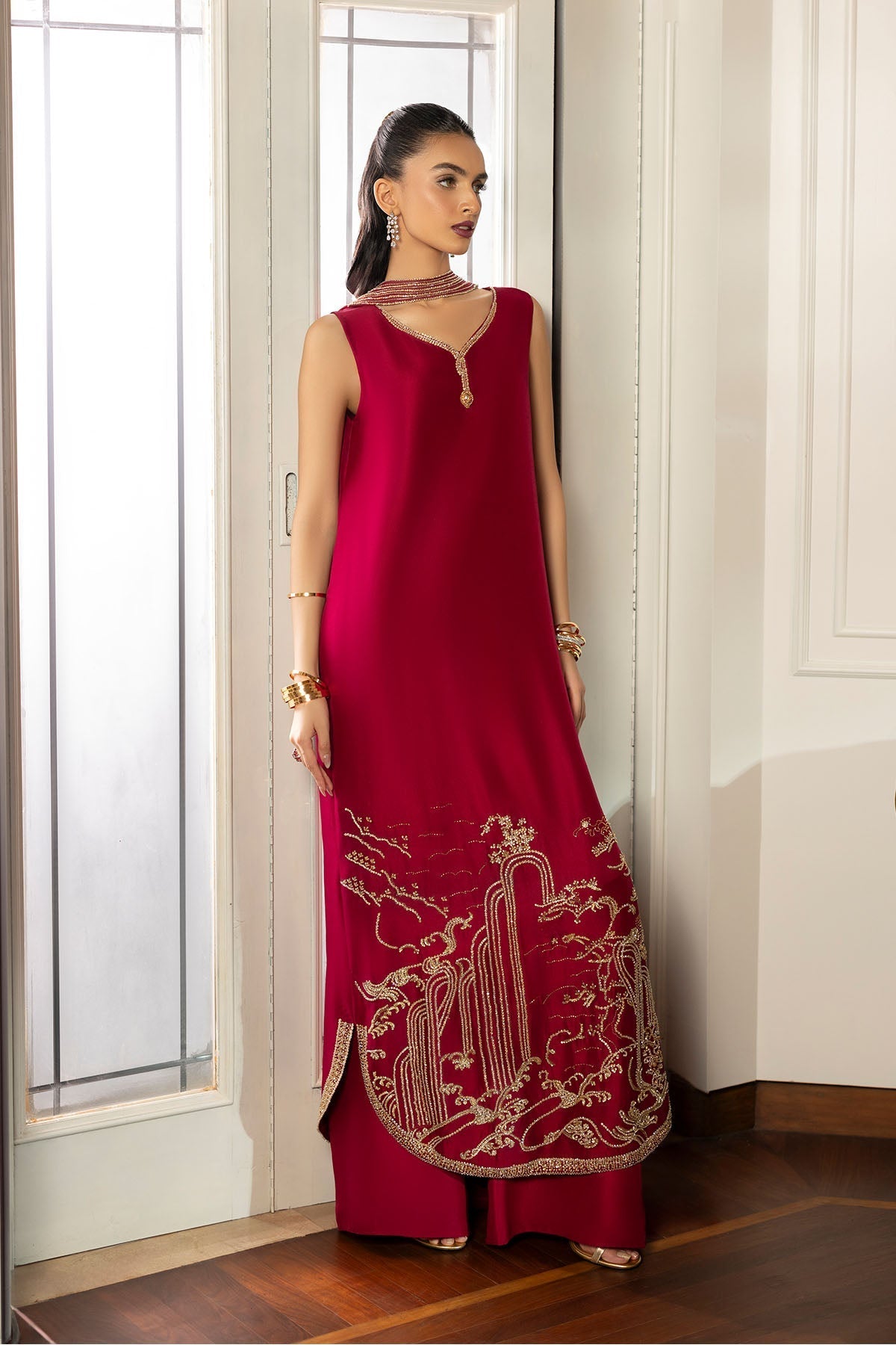 Erum Khan | Elan Formals |Crimson Reverie - Formal Dress - available at Maria Faisal in UK and USA.