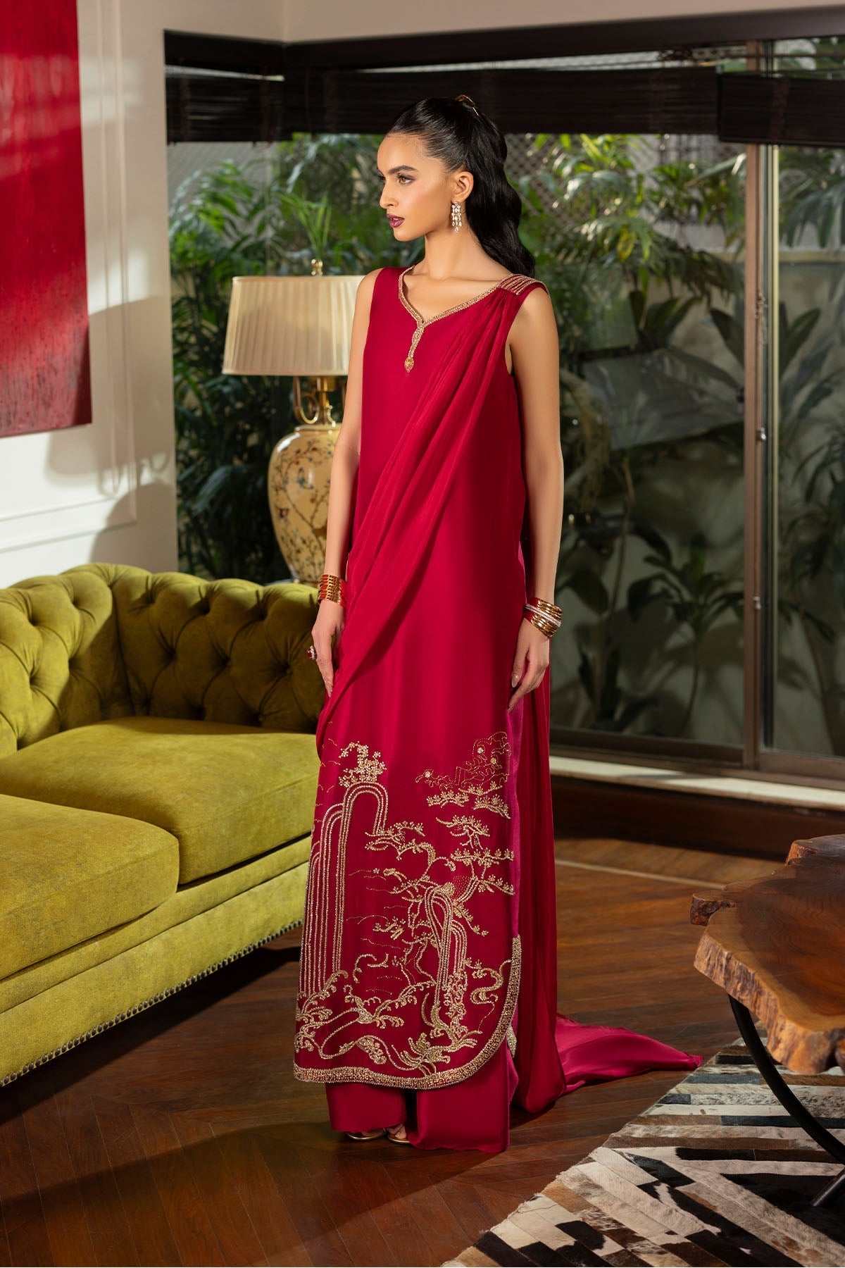 Erum Khan | Elan Formals |Crimson Reverie - Formal Dress - available at Maria Faisal in UK and USA.