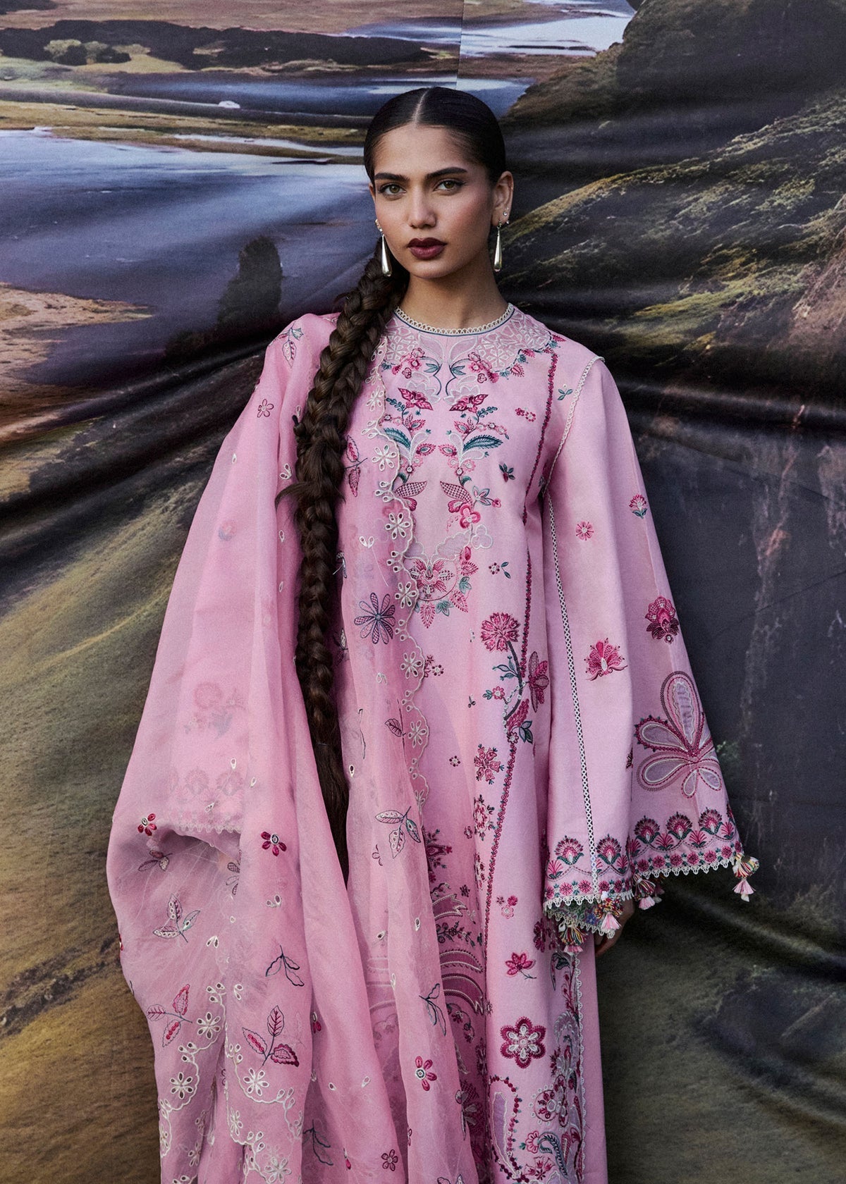 Hussain Rehar | Zan SS26 | Elfa - Luxury Dress - available at Maria Faisal in UK and USA.
