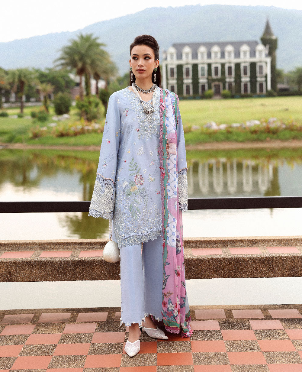 Republic Womenswear | Lilas Lawn 26 | Elowen - Luxury Dress - available at Maria Faisal in UK and USA.