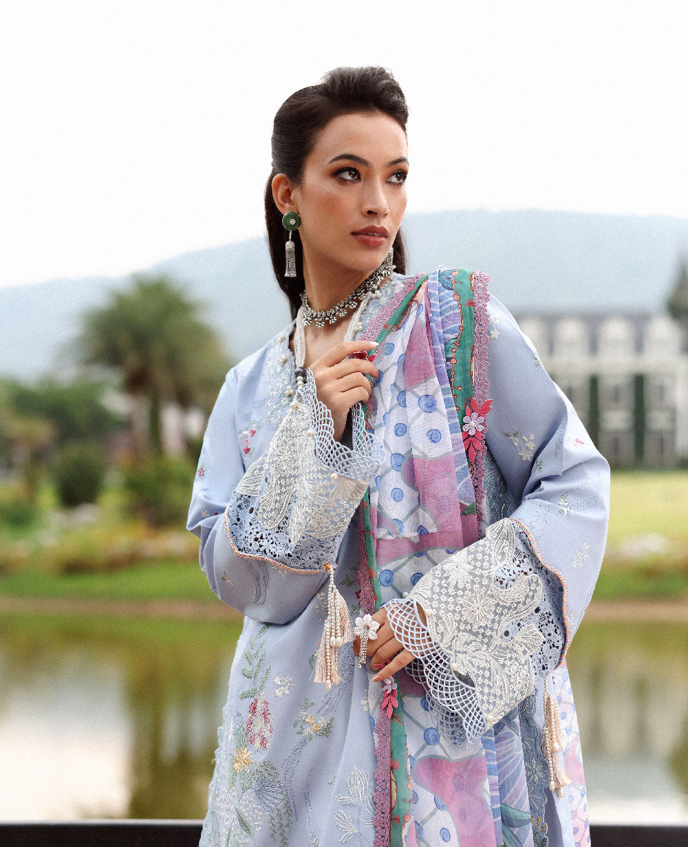Republic Womenswear | Lilas Lawn 26 | Elowen - Luxury Dress - available at Maria Faisal in UK and USA.